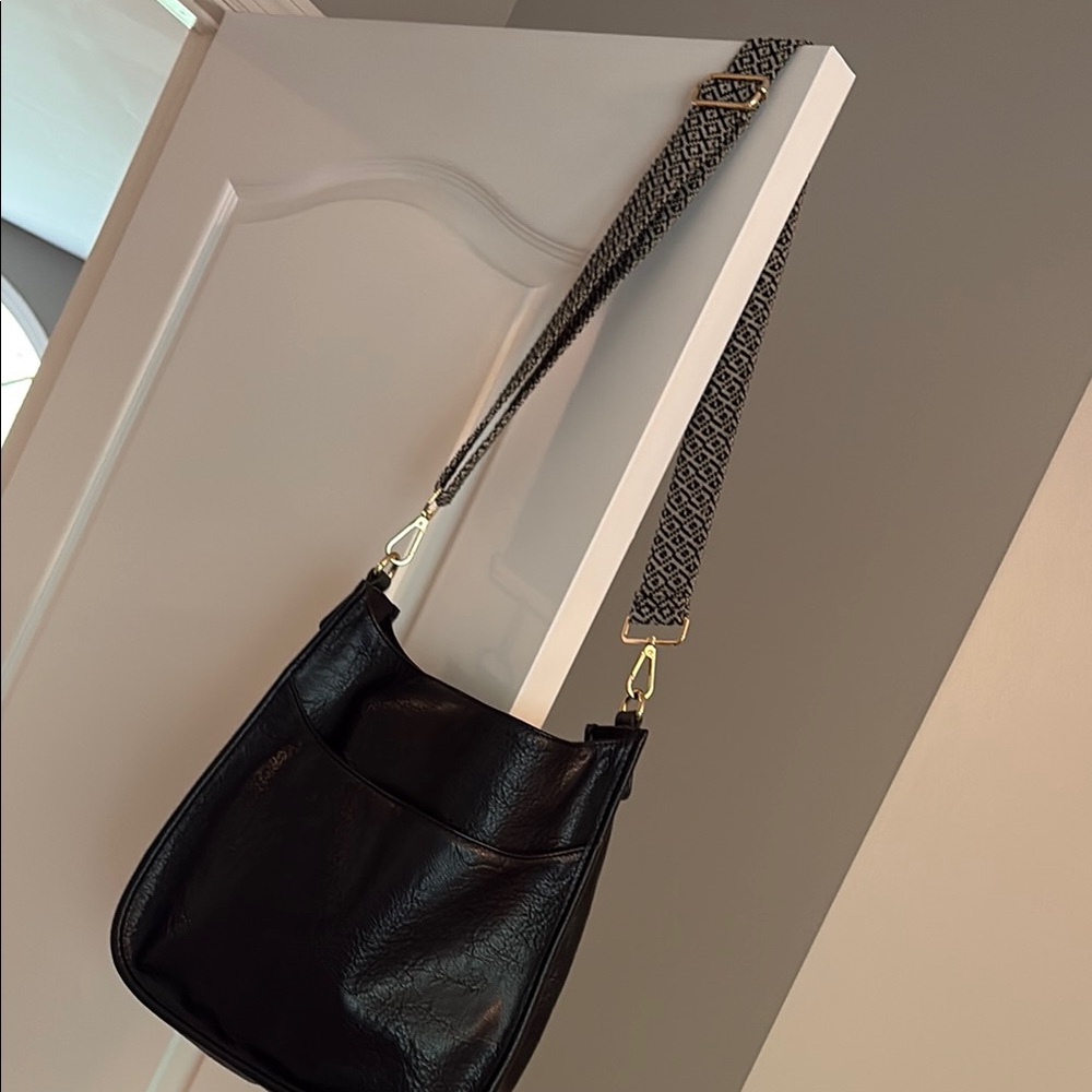 Ahdorned Black Slouchy vegan Leather Shoulder/crossbody Bag